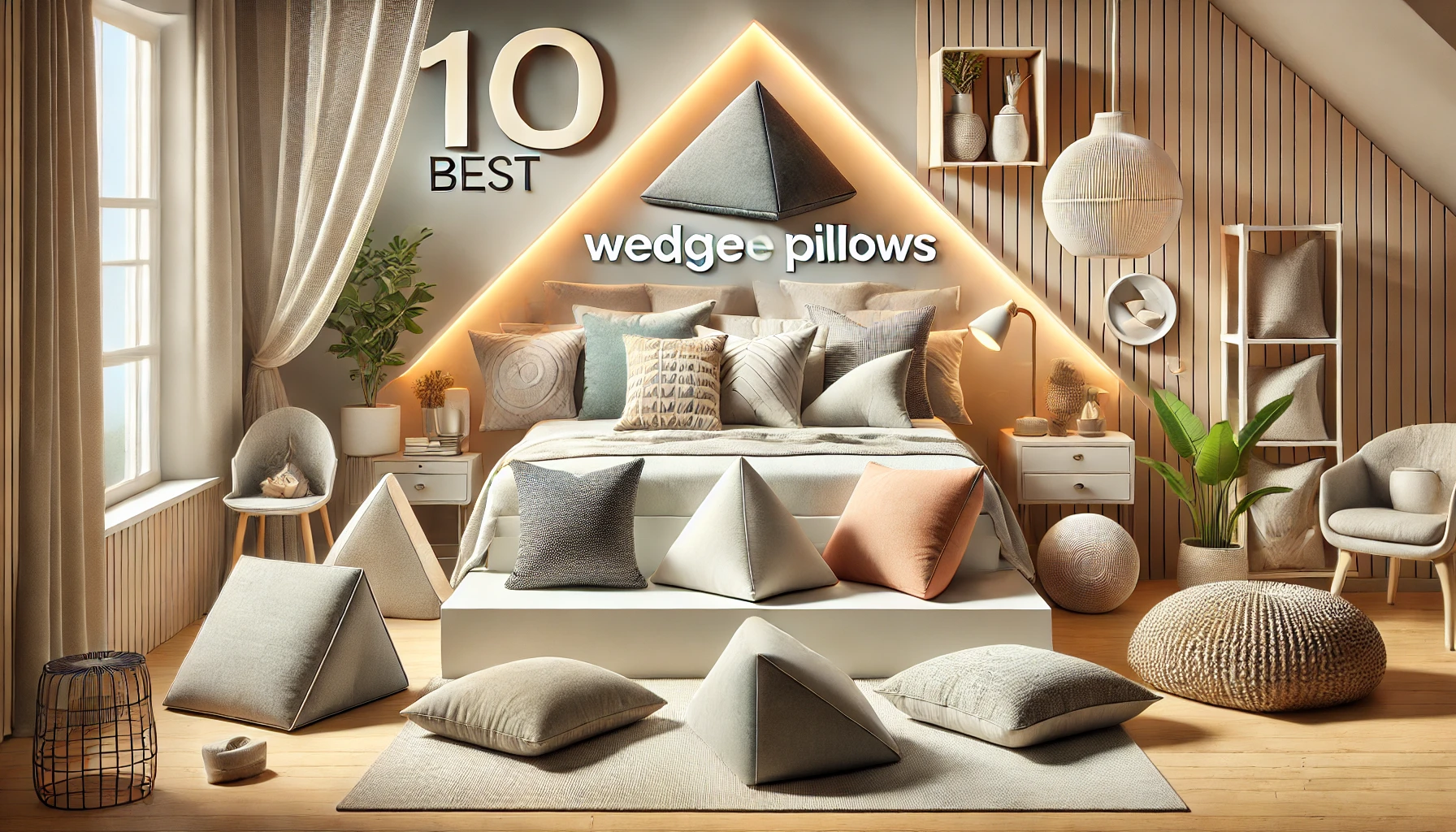 Display of the 10 best wedge pillows for your bedroom, highlighting different designs that enhance sleep and relaxation.