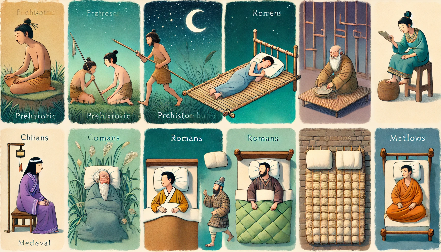 Visual representation of the twelve Chinese zodiac signs, highlighting their individual traits and symbols. How did humans sleep without pillows?