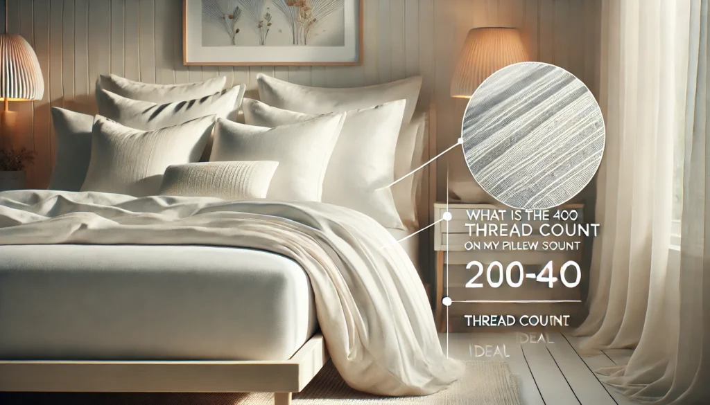 A neatly made bed with white sheets and pillows, inviting comfort and rest. What is the thread count on my pillow sheets?