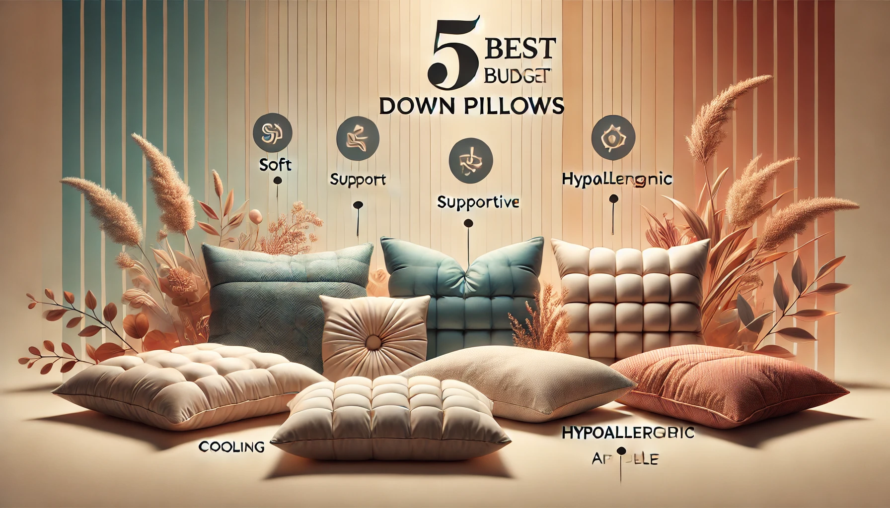 A selection of the 5 best budget down pillows for your home, showcasing comfort and quality in a simple display.