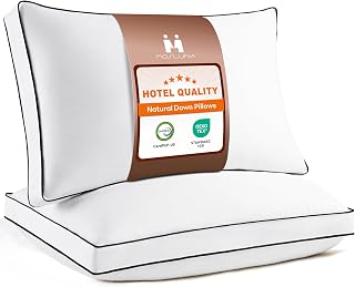 Mosluna Feather Down Pillows Queen Size Set of 2, Hotel Collection Bed Pillows 2 Pack