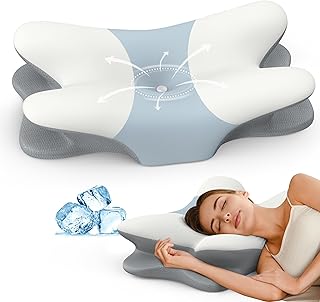Cervical Neck Pillow White & Blue