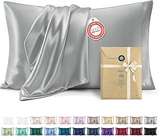 Bedsure Satin Pillowcase, Similar to Silk Pillow Cases Queen Size Set of 2, Cooling Pillow Case Covers with Envelope Closure, Room Decor Gifts for Women Men, Silver Grey, 20x30 Inches, 2pcs