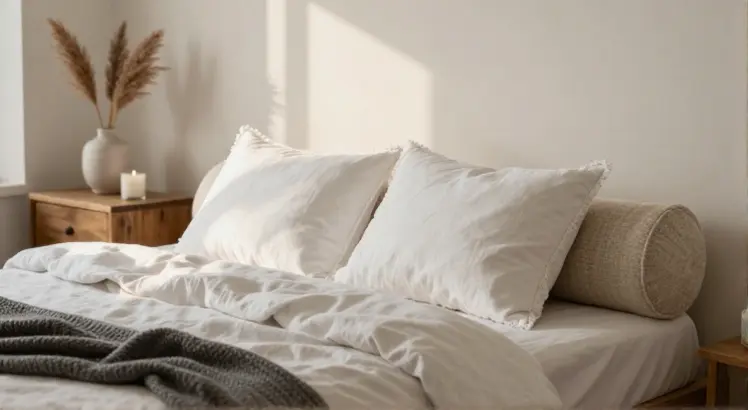 how to keep pillows on the bed without a headboard