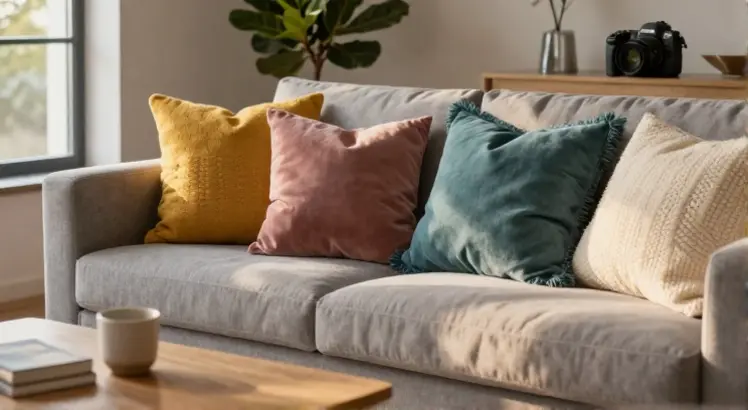 what colour pillows for grey couch