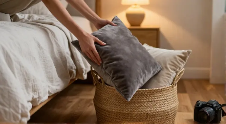 where to put throw pillows when sleeping