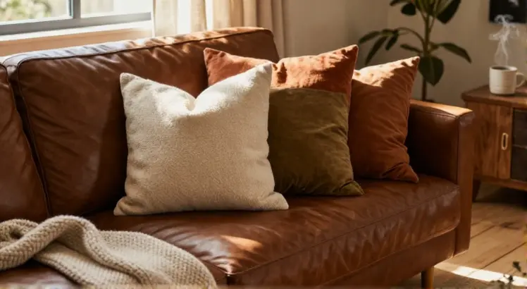 what color pillows for a brown couch