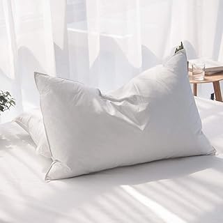 Luxury Feathers Down Pillows Queen Size Set of 2, Hotel Quality Fluffy Bed Pillows, Soft Pillows for Sleeping, Cotton Cover(20x28”, Pack of 2)