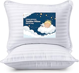 Utopia Bedding Toddler Pillow (White, 2 Pack), 13x18 Pillows for Sleeping