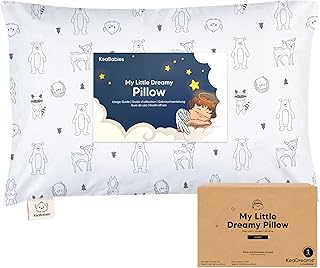 KeaBabies Organic Toddler Pillow with Pillowcase, Jumbo 14X20 - Soft Cotton Toddler Pillows