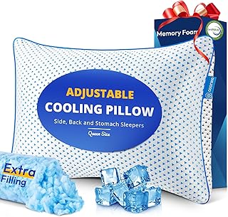 Cooling Gel Memory Foam Pillow Queen Size for Sleeping 1 Pack