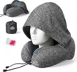 SkytraxComf Travel Neck Pillow with Hood